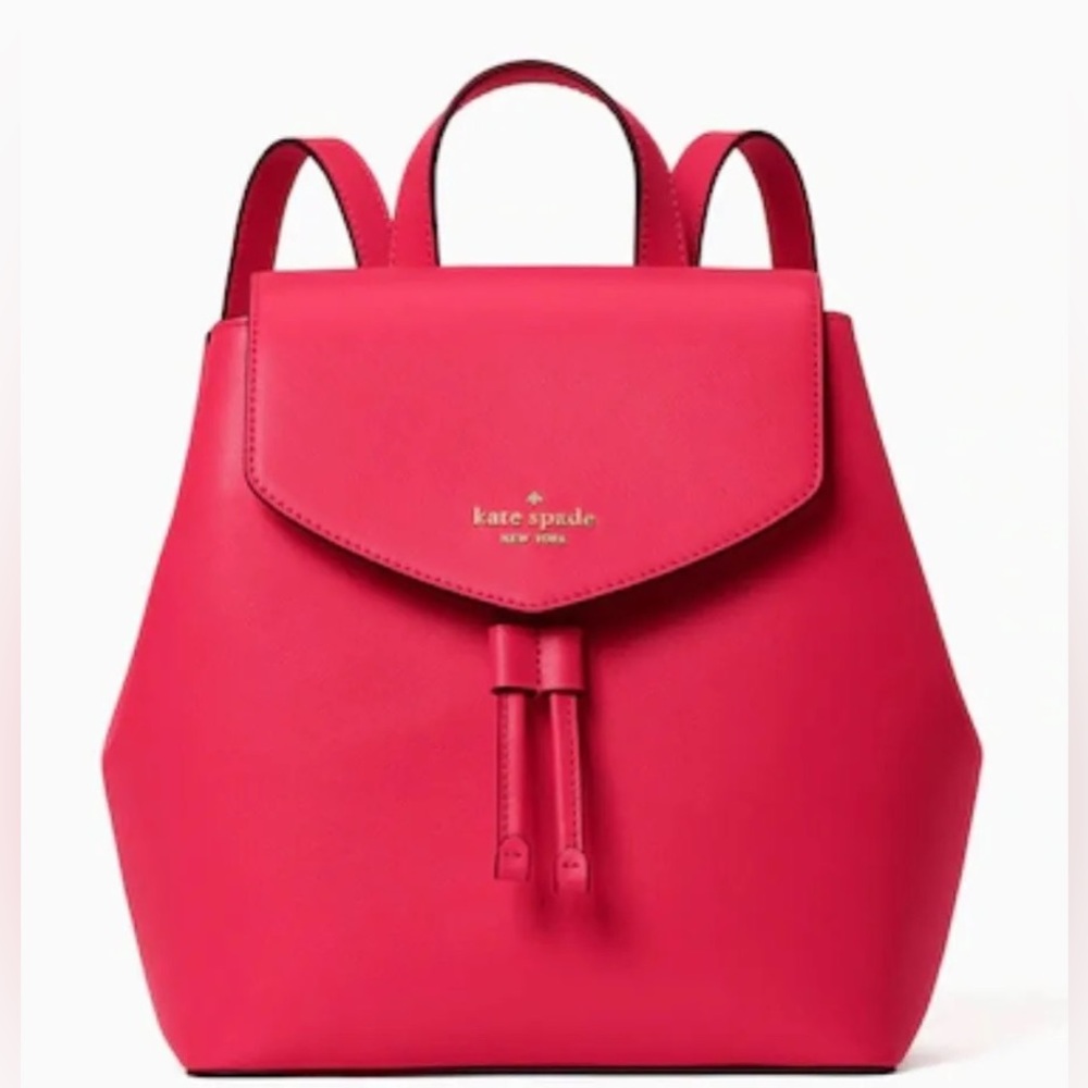 NWOT KATE SPADE Lizzie Medium Flap Saffiano Leather Backpack in Bikini Pink
